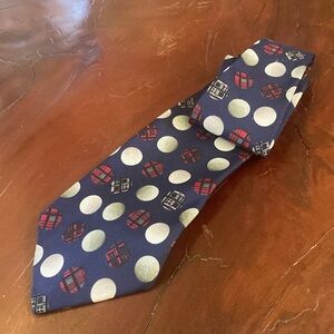 Vintage 💯% Silk Tie Navy Blue Patterned